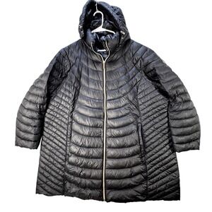 Michael Kors Down Filled Puffer Coat Women 4X Black Packable Down Quilted Winter